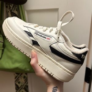 Reebok Club C Double Sneaker, White/Cream/Black